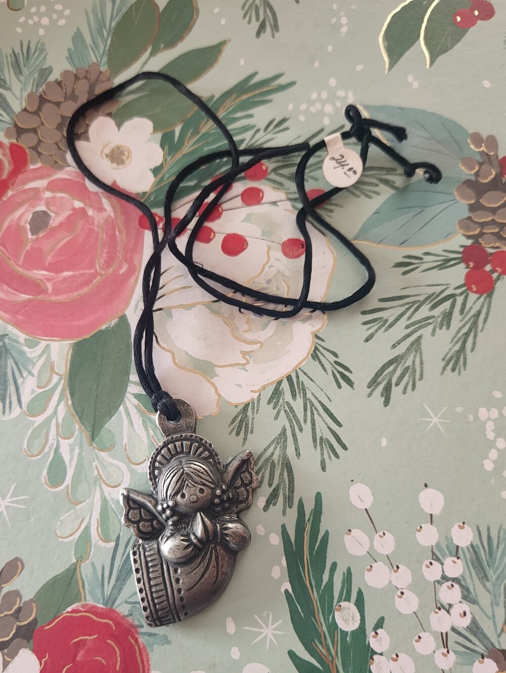 Vintage Hampshire Pewter "Angelica" Praying Angel Pendant Necklace